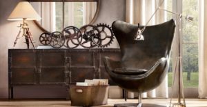 IGli ingranaggi richiamano lo stile vintage dell'intero arredamento.